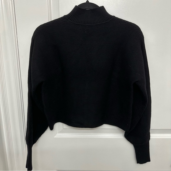 ZARA Ribbed Cropped Turtleneck Sweater Black - Picture 4 of 4